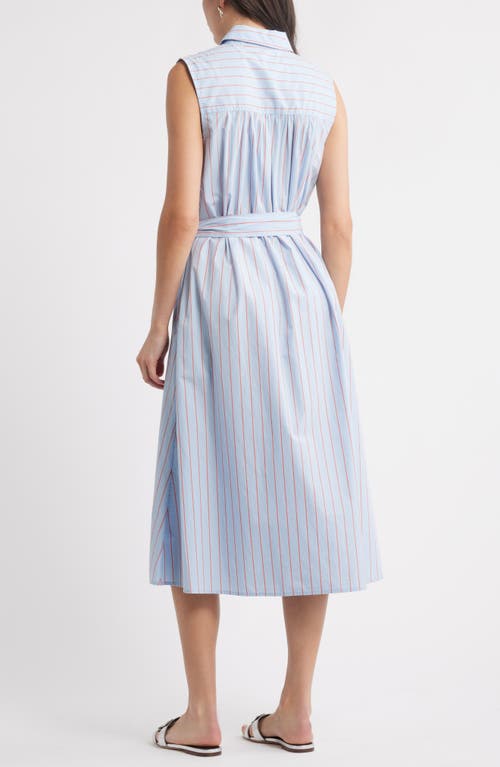 Caslonr Caslon(r) Pintuck Tie Waist Cotton Shirtdress In Blue