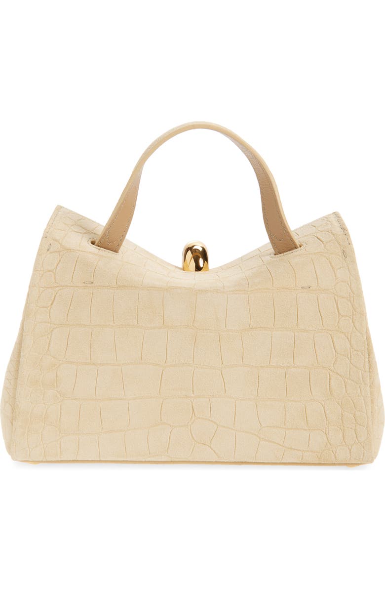 Jacquemus Le Petit Valerie Croc Embossed Suede Top Handle Bag, Alternate, color, Beige 150
