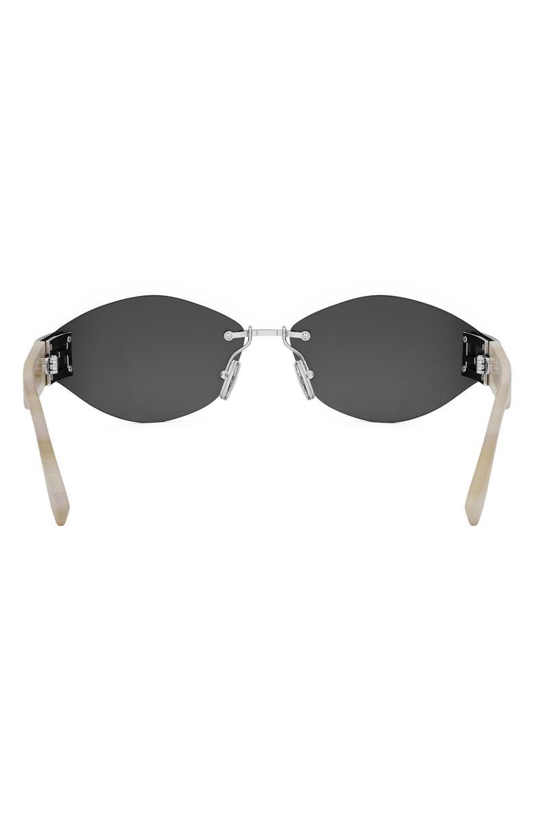 Fendi Baguette 74mm Oversize Geometric Sunglasses, Alternate, color, Shiny Palladium / Smoke Mirror