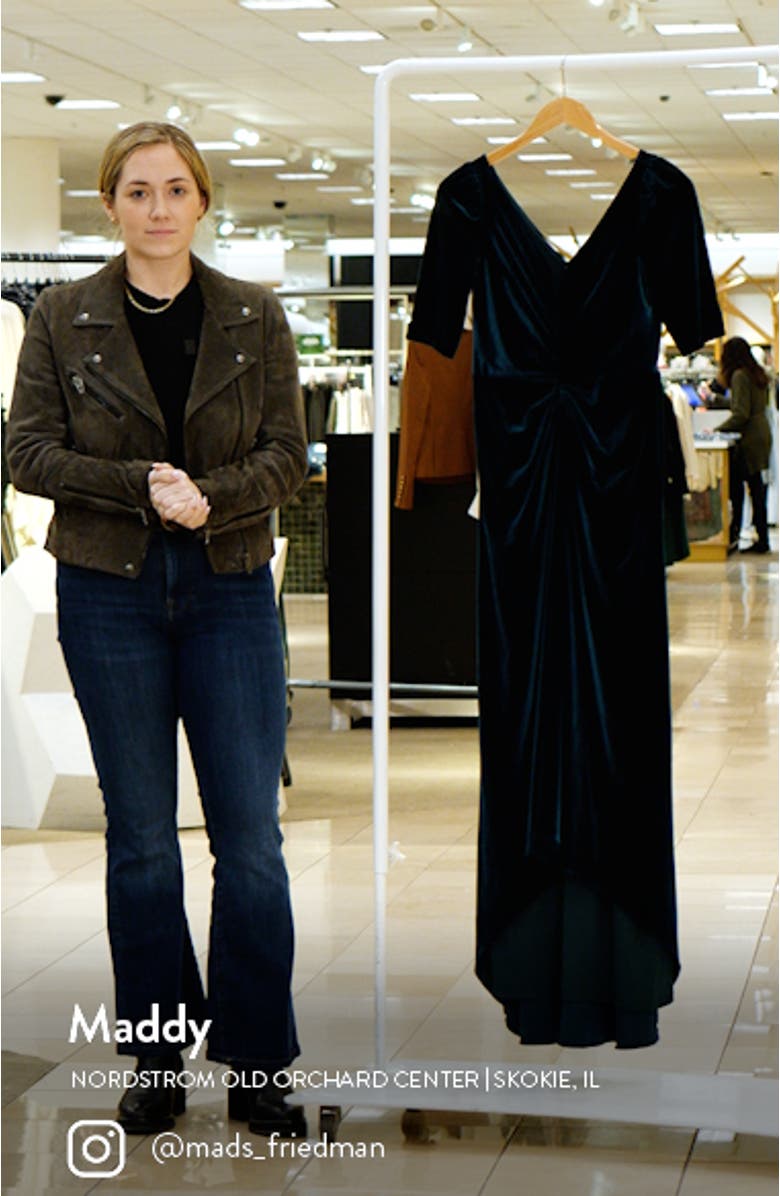 Ruched Velvet High-Low Gown, sales video thumbnail