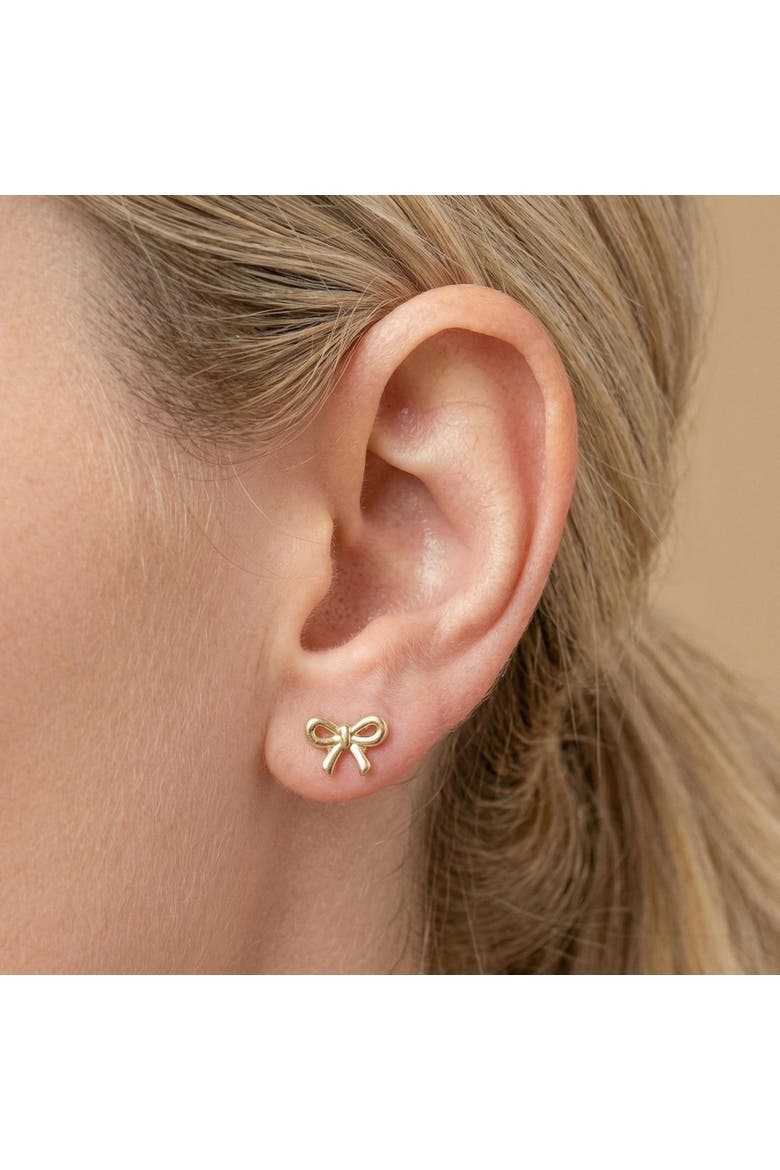 Mini Bow Screw Back Stud Earrings, Alternate, color, Gold