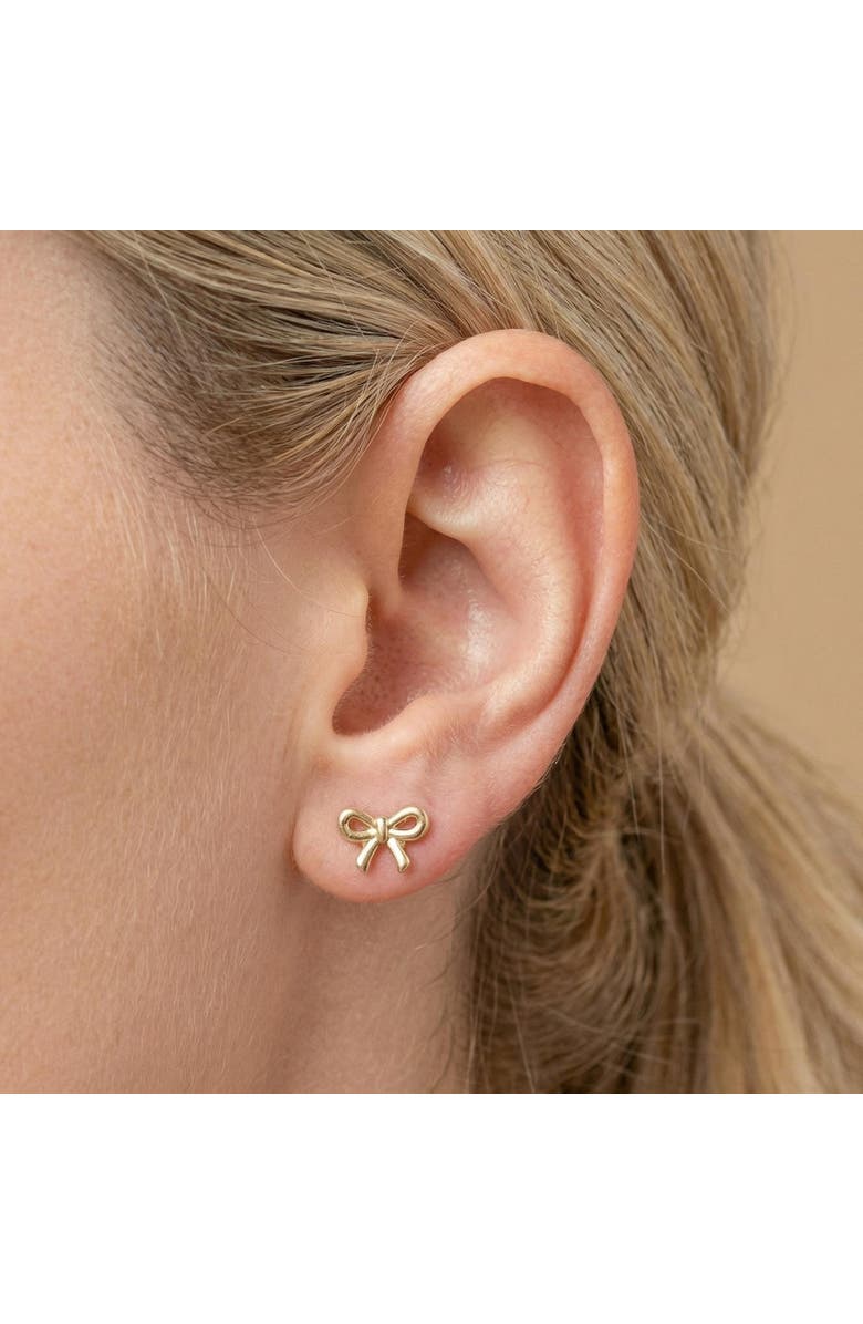 The Lovery Fine Jewelry Mini Bow Screw Back Stud Earrings, Alternate, color, Gold