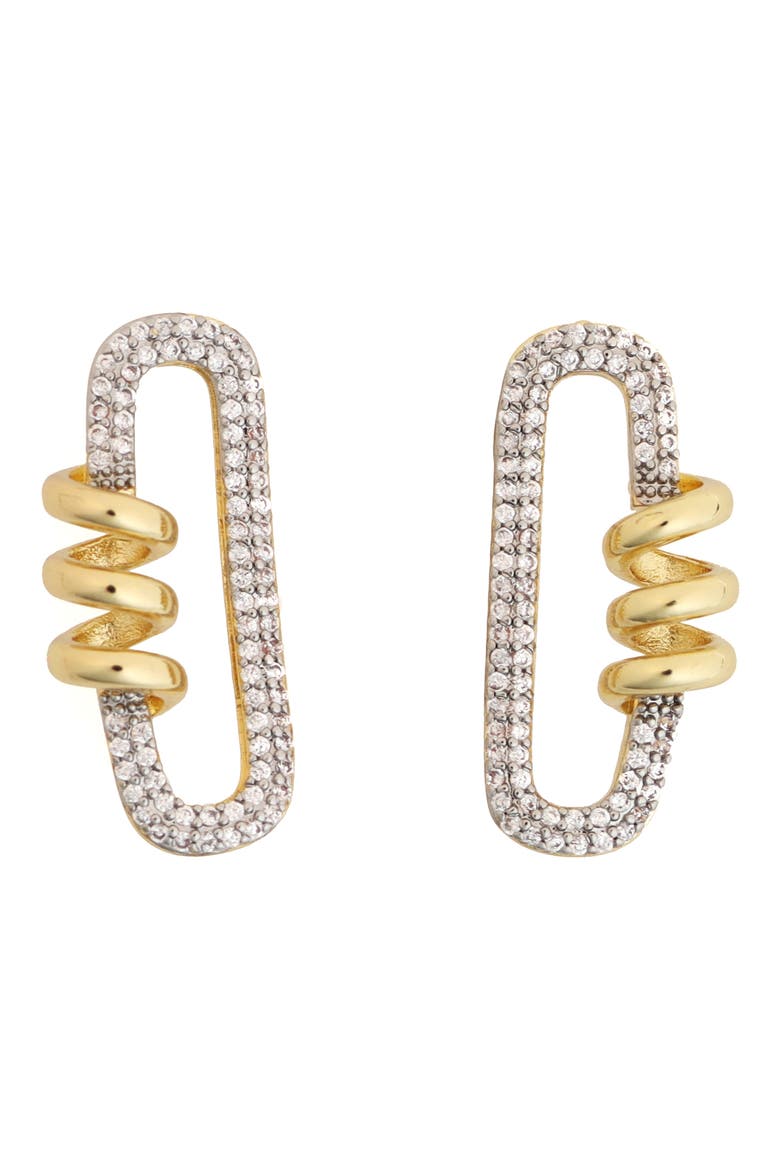 Pavé Crystal Oval Spiral Earrings, Main, color, TWO TONE
