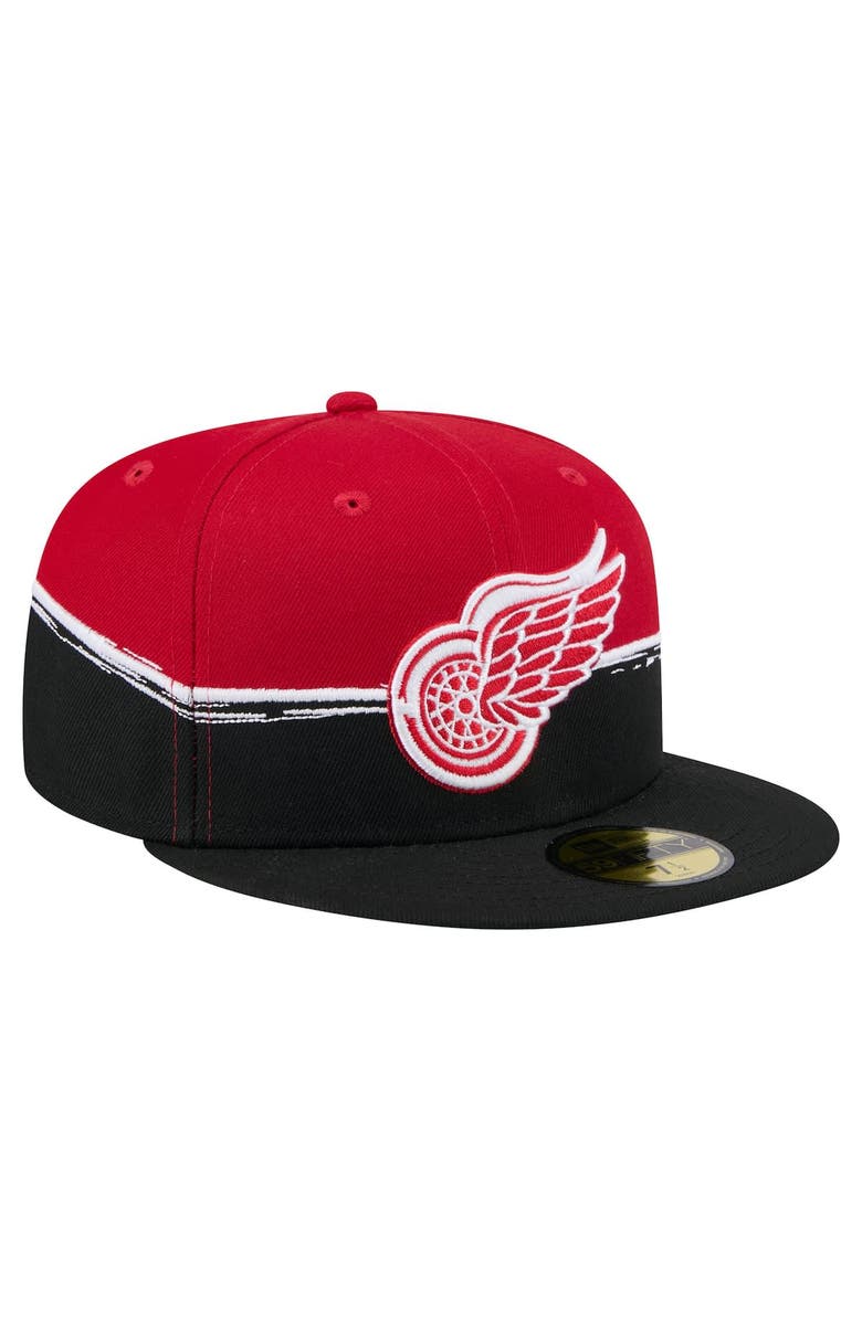 New Era Men's New Era Black/Red Detroit Red Wings Vintage Color Dip 59FIFTY Fitted Hat, Alternate, color, Black