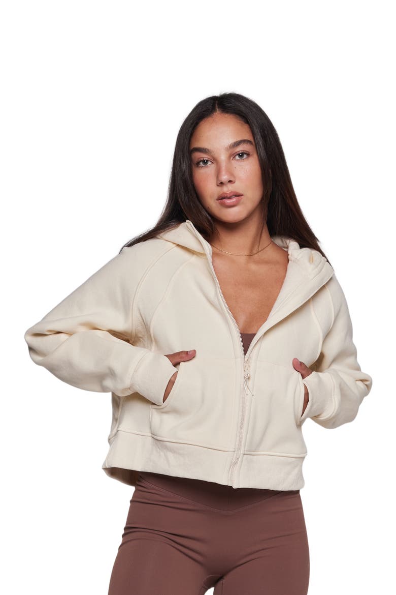 Effortless Fleece Full Zip Hoodie, Alternate, color, Bone