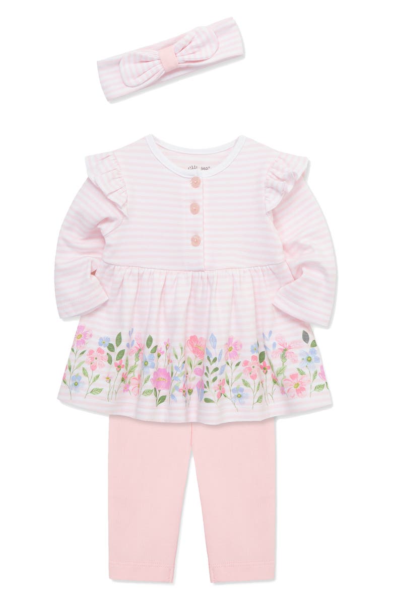 Little Me Floral Long Sleeve Top, Leggings 
Headband Set, Alternate, color, 