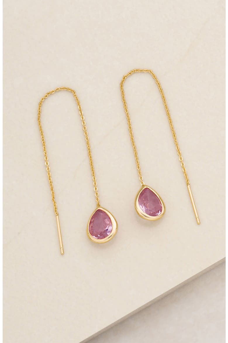Cubic Zirconia Threader Earrings, Alternate, color, PINK