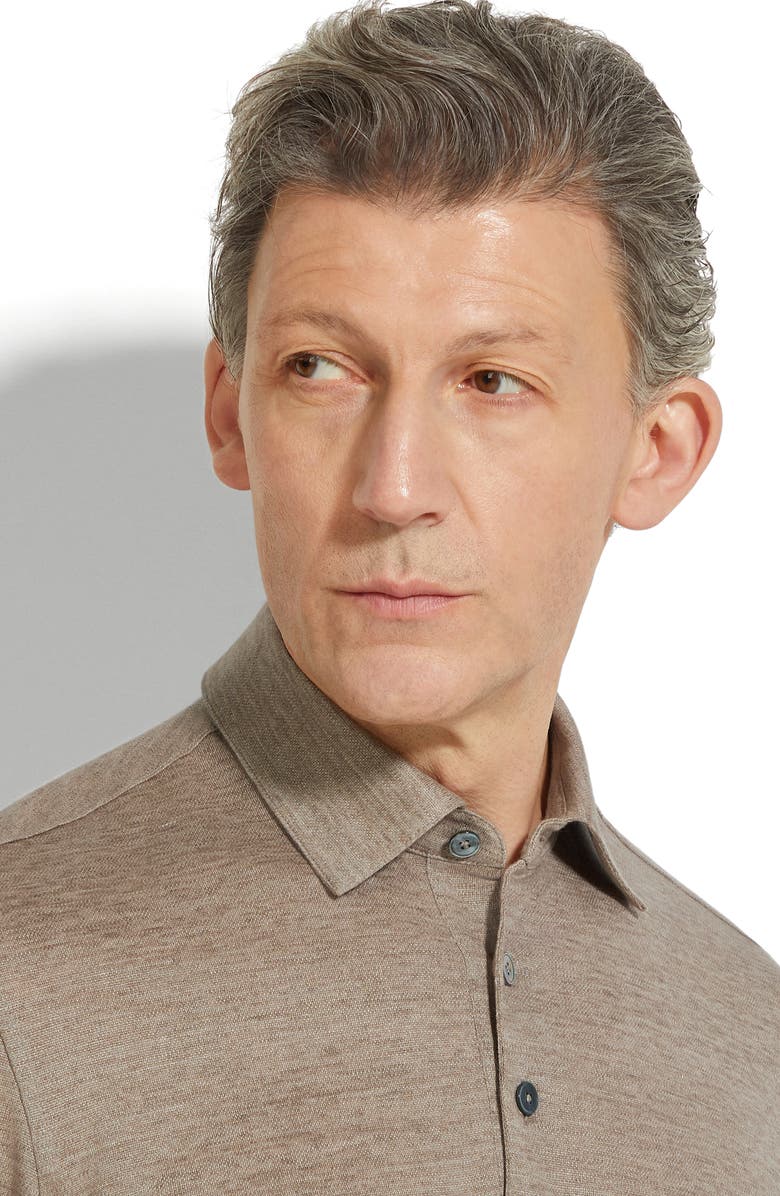 ZEGNA Linen Polo, Alternate, color, Med Beige