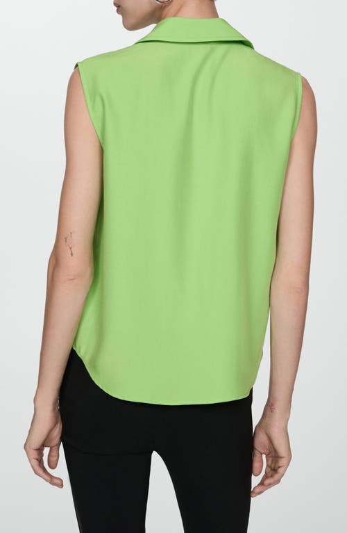 Shop Mango Sleeveless Button-up Shirt In Green