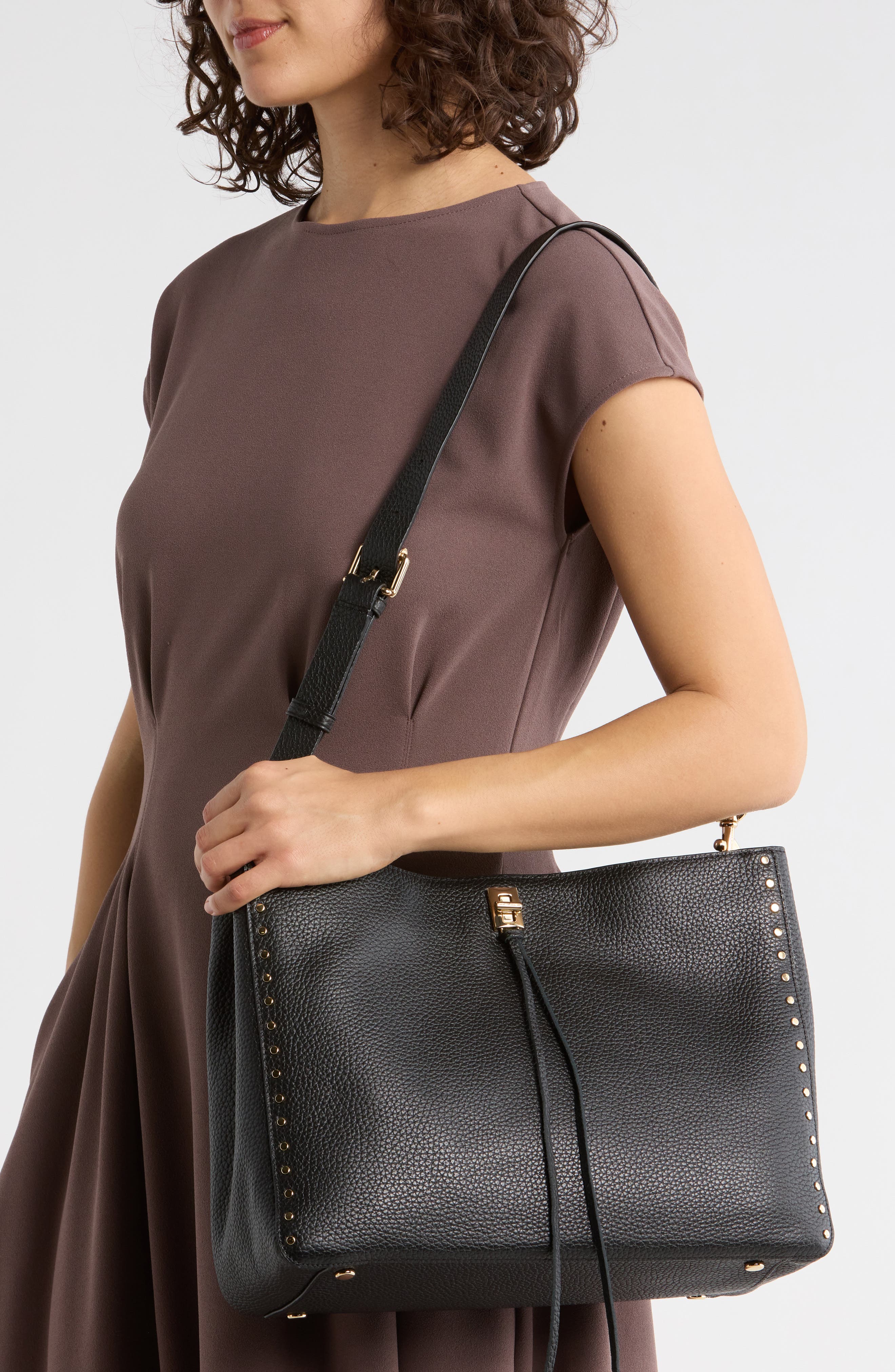 Rebecca Minkoff Darren Large Shoulder Bag, Alternate, color, Black