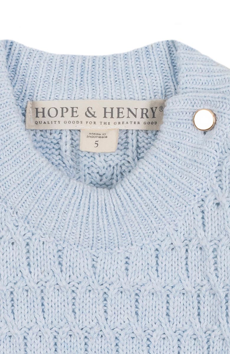 Hope & Henry Kids' Organic Puff Sleeve Sweater Dress, Alternate, color, Light Blue Heather