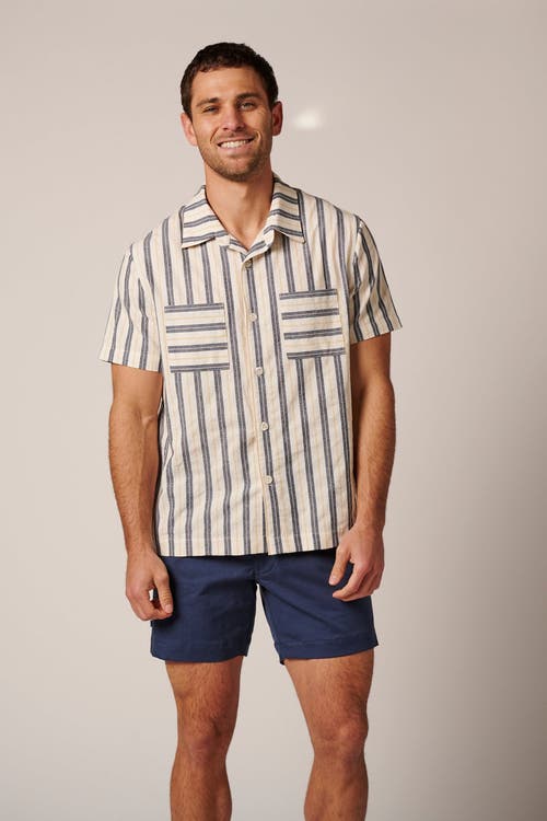 Leisure Lab Catalina Button Up In Blue Stripes