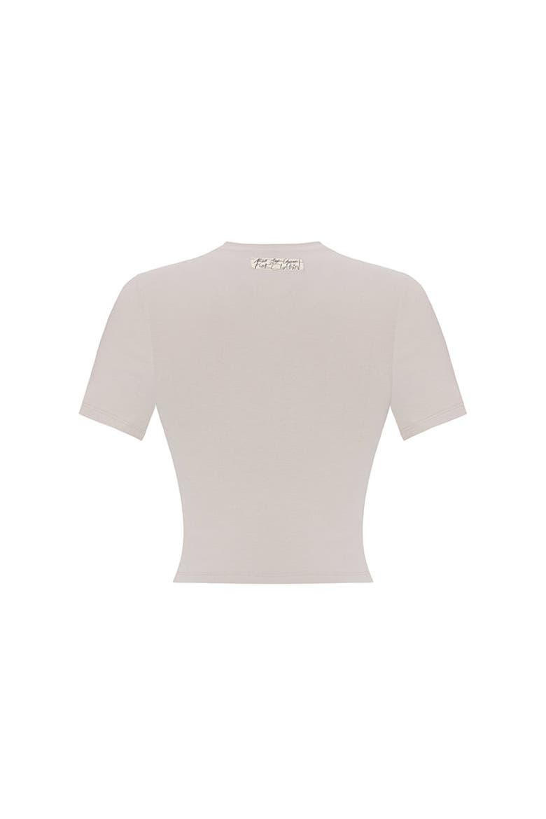 Cotton Slim Fit Crop Tee, Alternate, color, beige
