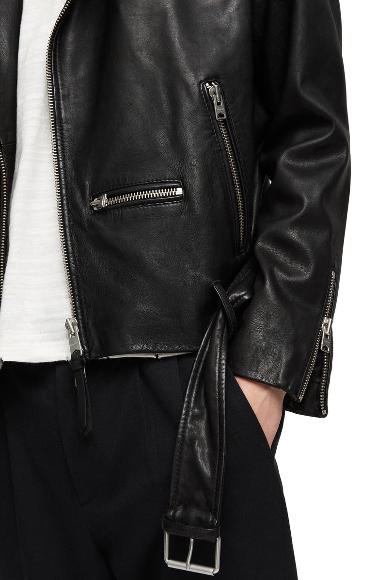 AllSaints Wick Slim Fit Leather Biker Jacket, Alternate, color,