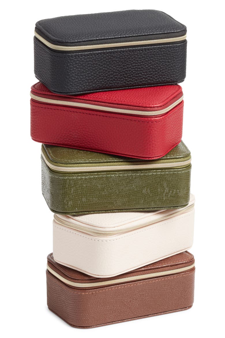 Rectangle Zip Jewelry Box, Alternate, color, CHOCOLATE TEXTURE