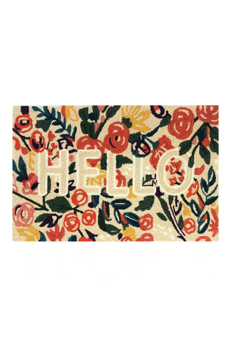Reba Hello Door Mat, Main, color, BIRCH MULTI