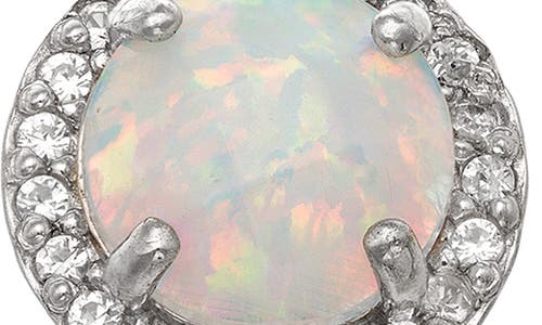 Fzn Sterling Silver Opal & Lab Created White Sapphire Stud Earrings In White