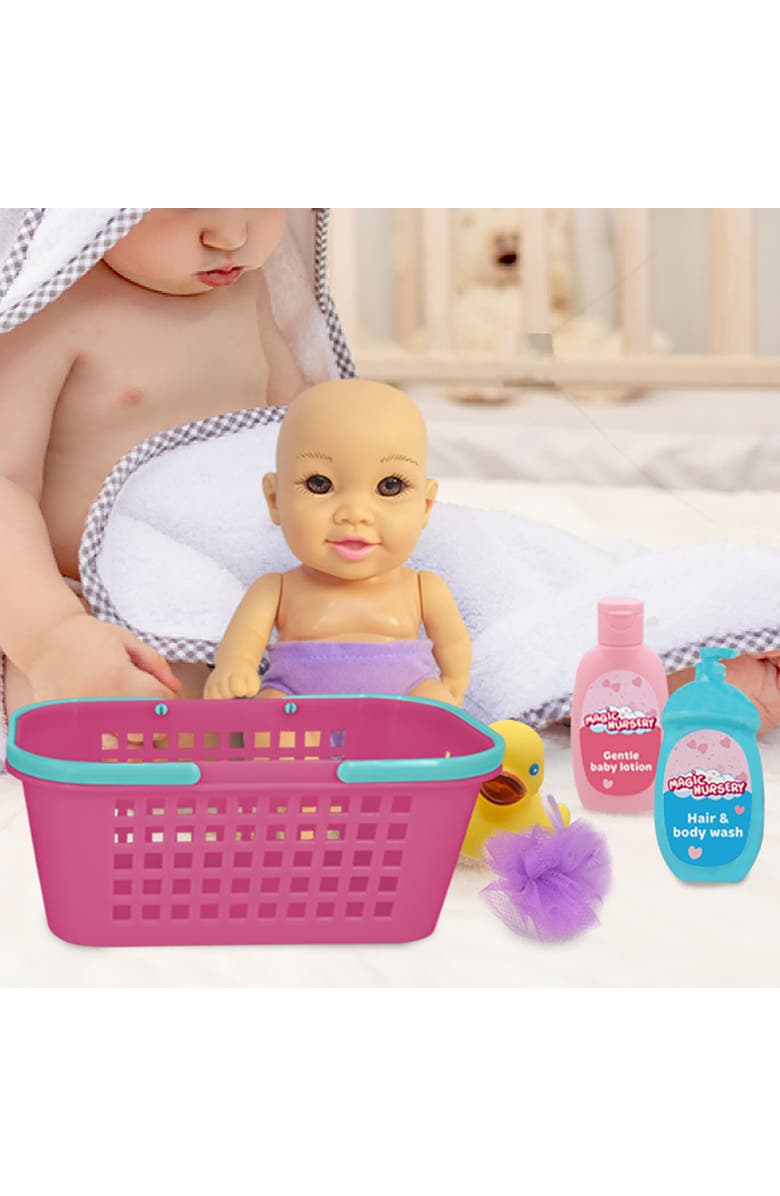 Magic Nursery Bath Caddy 8" Baby Doll Playset Doll W/ Brown Eyes, Alternate, color, Multicolored