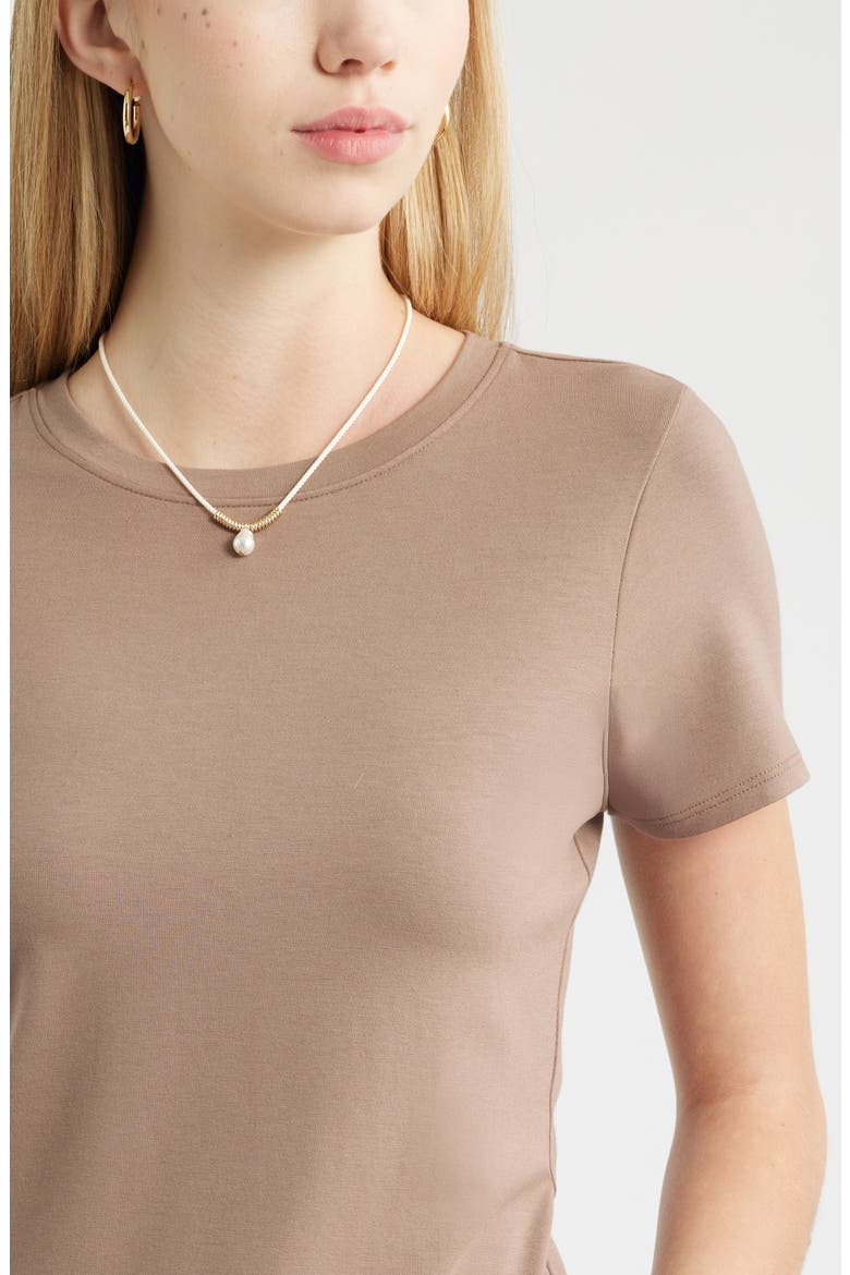 Pima Cotton Blend Crewneck T-Shirt, Alternate, color, BROWN LENTIL