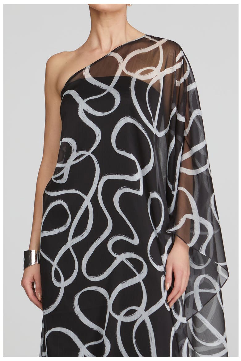 Elodie Chiffon Caftan, Alternate, color, Black Ribbon