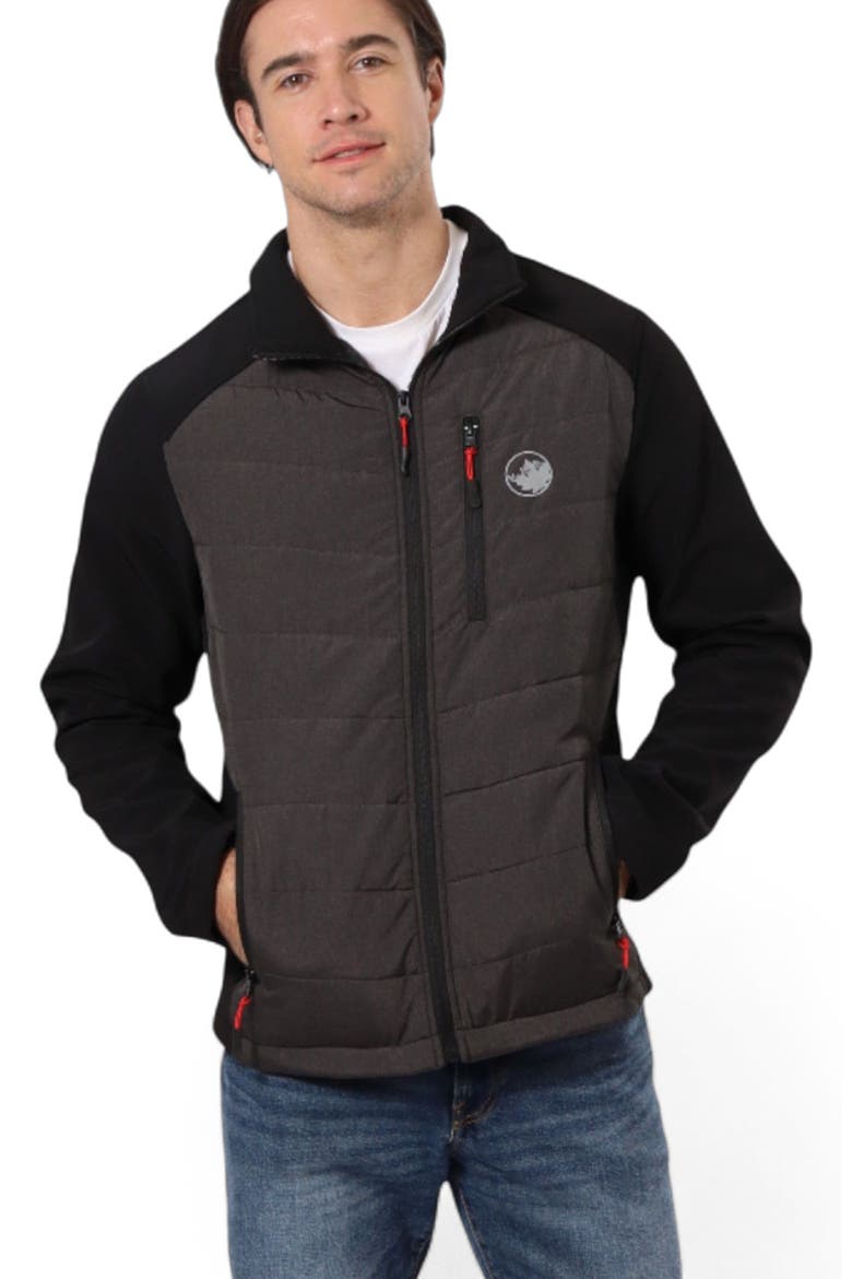 Men's Hybrid Softshell Puffer Jacket, Alternate, color, Charcoal
