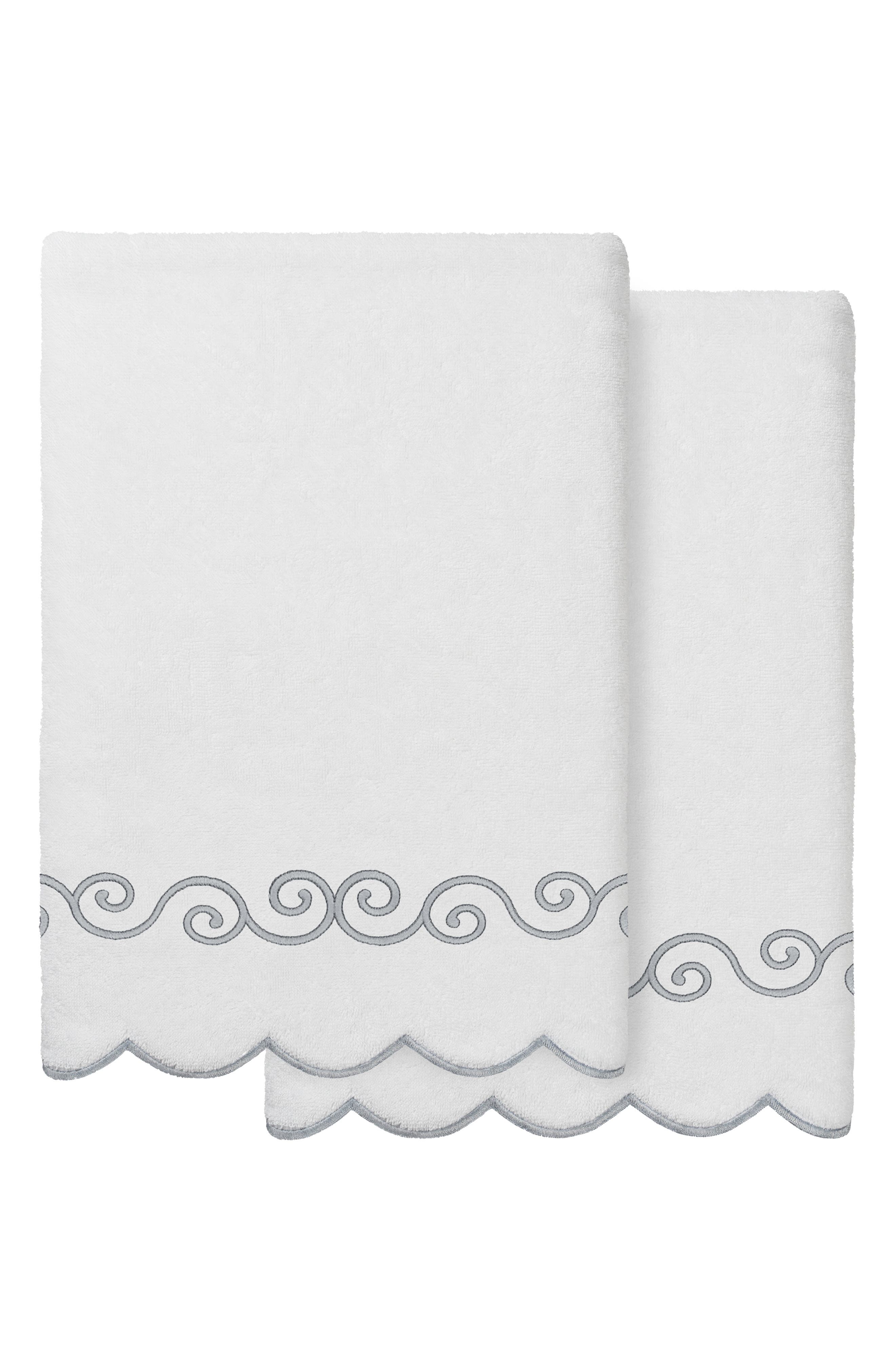 2-Piece Symmetra Embroidered Turkish Cotton Bath Towel Set