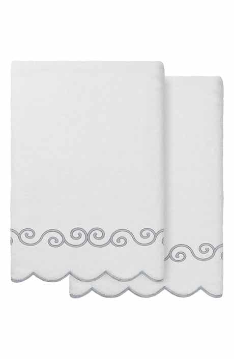 2-Piece Symmetra Embroidered Turkish Cotton Bath Towel Set