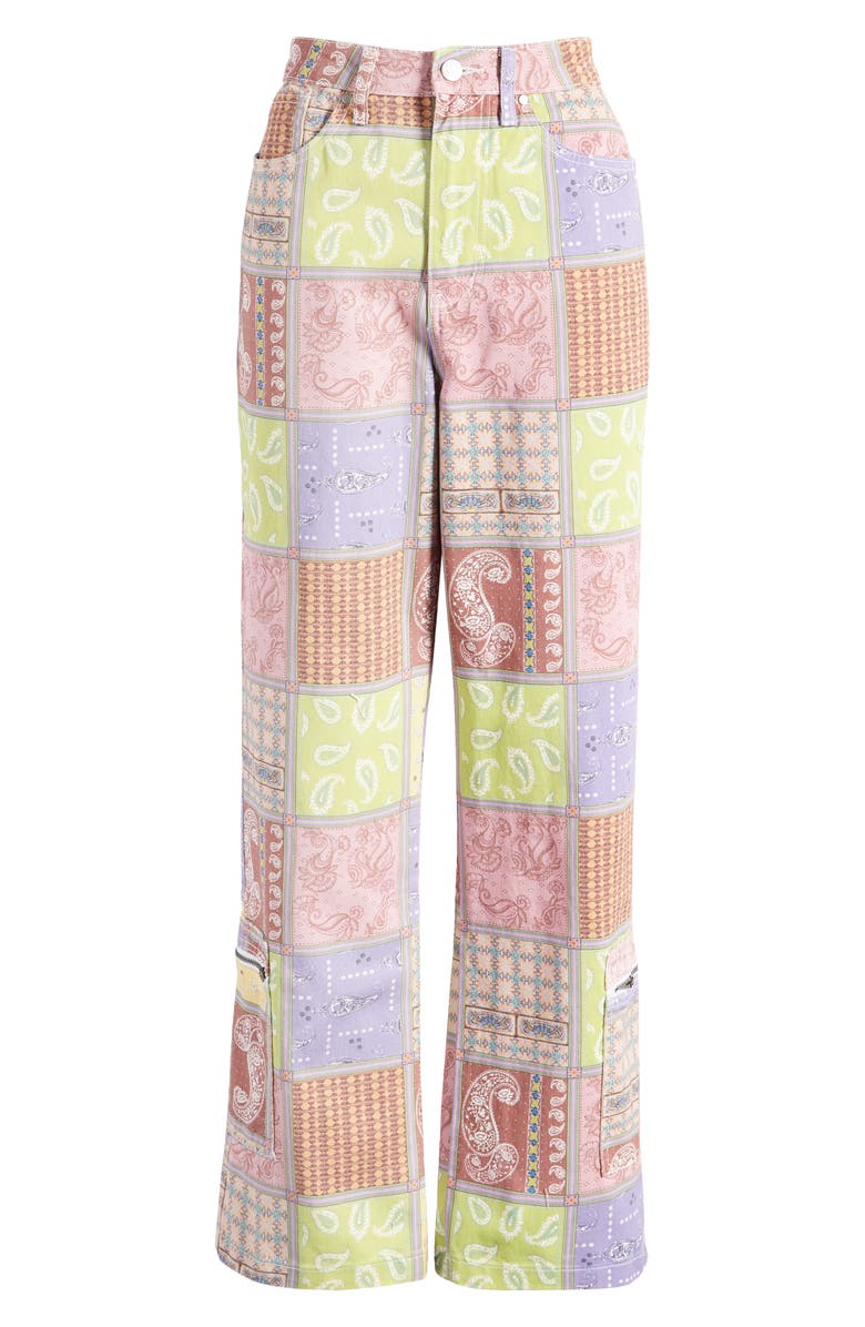 CONEY ISLAND PICNIC Y2K Patchwork Denim Cargo Pants, Alternate, color, 