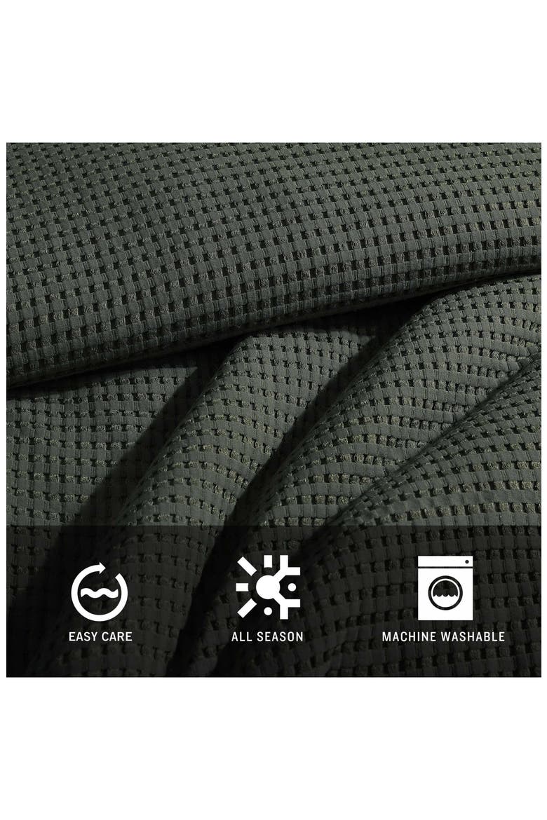 Solid Waffle Knit Duvet Cover & Sham Set, Alternate, color, DARK GREEN