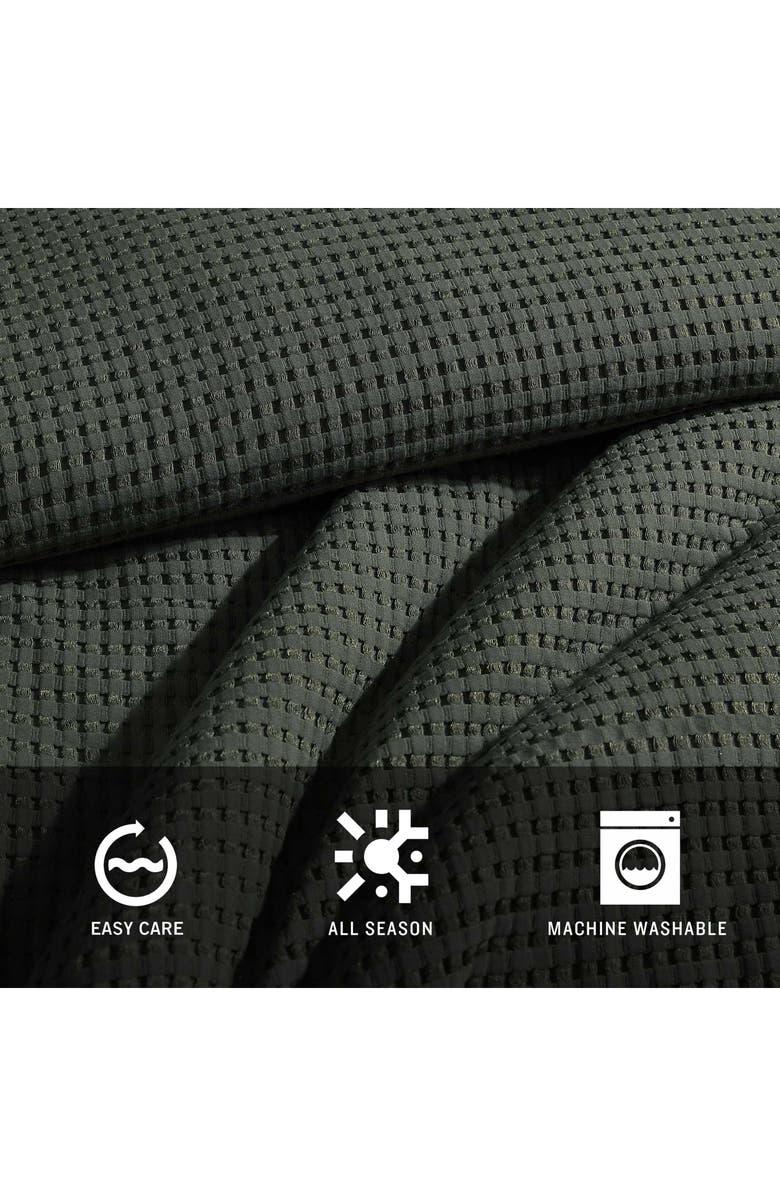 Kenneth Cole New York Solid Waffle Knit Duvet Cover & Sham Set, Alternate, color, Dark Green