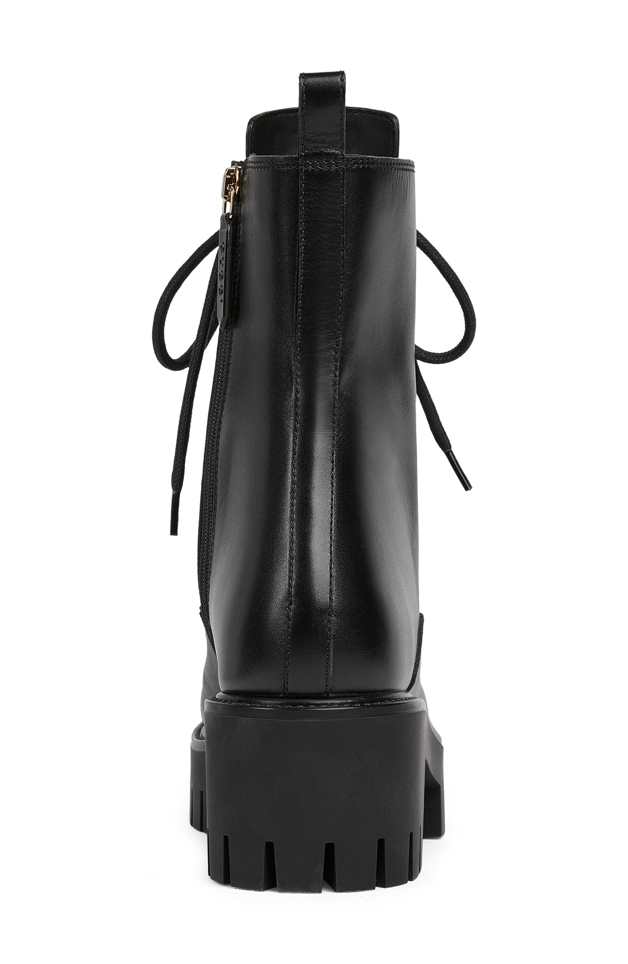 Gucci GG Lug Sole Combat Boot, Alternate, color, 001 Black/Black