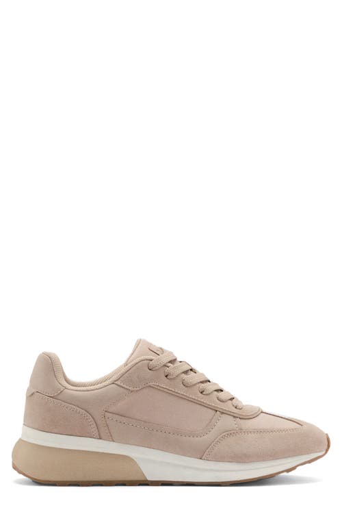 Mango Leather Mixed Sneaker In Beige