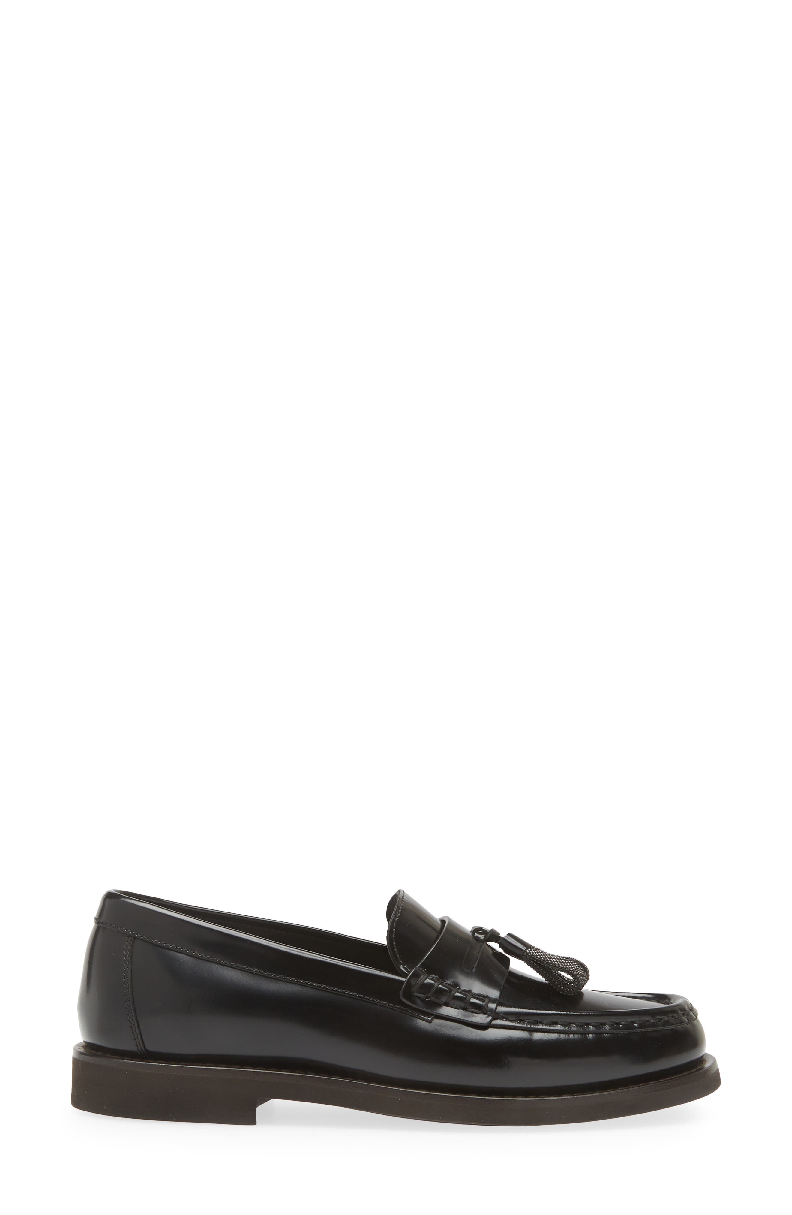 Brunello Cucinelli Monili Tassel Loafer, Alternate, color, Black