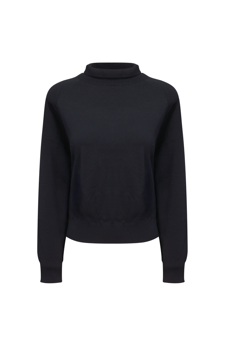 Vivid Raglan Mock Neck Viscose Nylon Knit Sweater, Main, color, Black