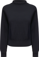 Vivid Raglan Mock Neck Viscose Nylon Knit Sweater