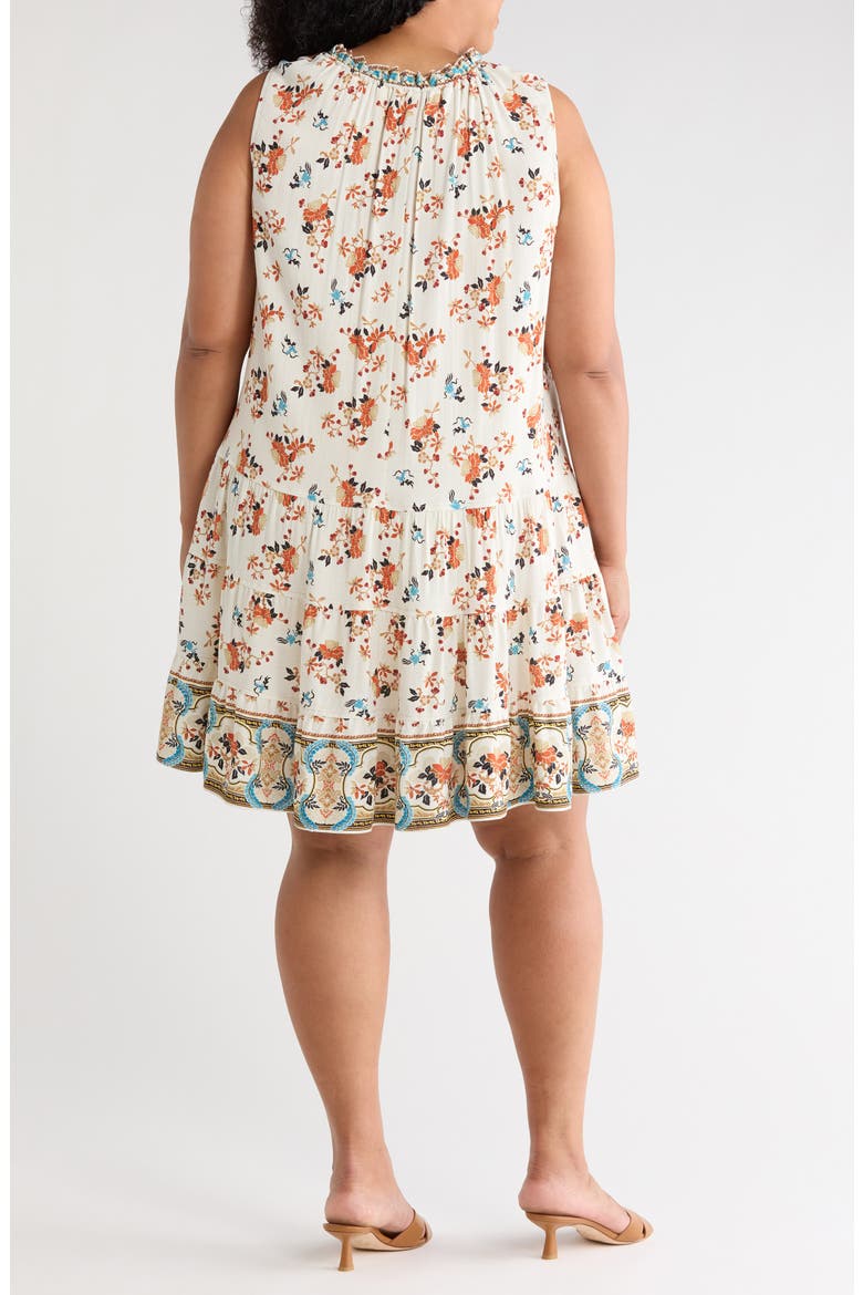 Floral Print Sleeveless Tiered Dress, Alternate, color, BIRCH IMARI MARIGOLDS