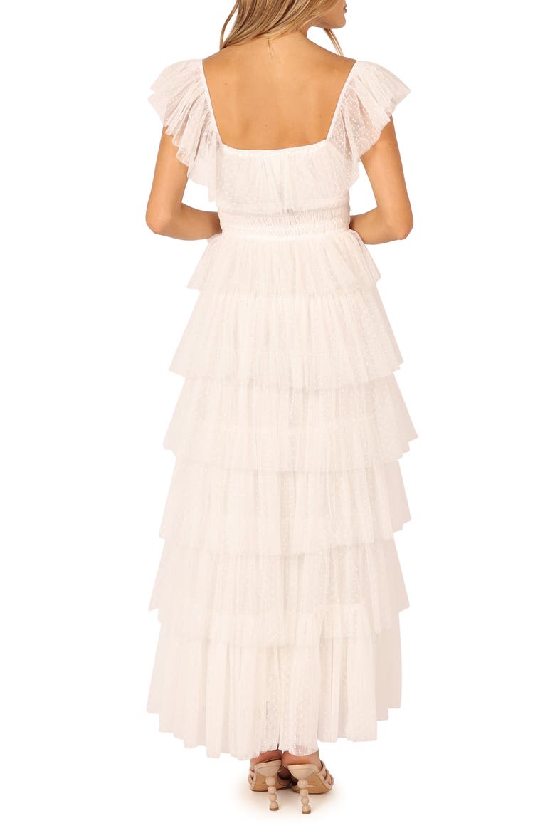 Belle Swiss Dot Tulle Tiered Maxi Dress, Alternate, color, OFF WHITE