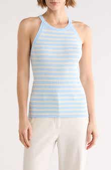 ELIE ELIE TAHARI Stripe Rib Sleeveless Sweater