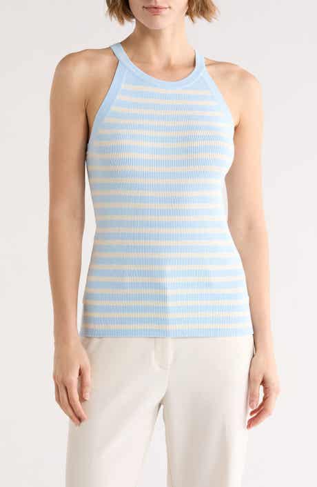 ELIE ELIE TAHARI Stripe Rib Sleeveless Sweater