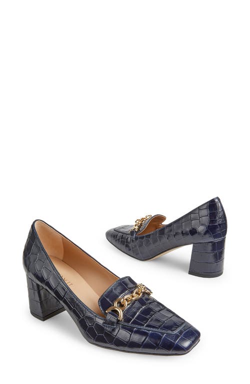 Lk Bennett Johanna Trim Block Heel Loafer Pump In Navy