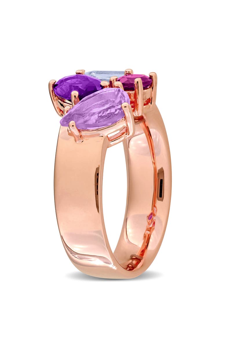Julianna B. Gemstone Multi-Shape Open Ring Sterling Silver, Alternate, color, Amethyst/Rose-Plated