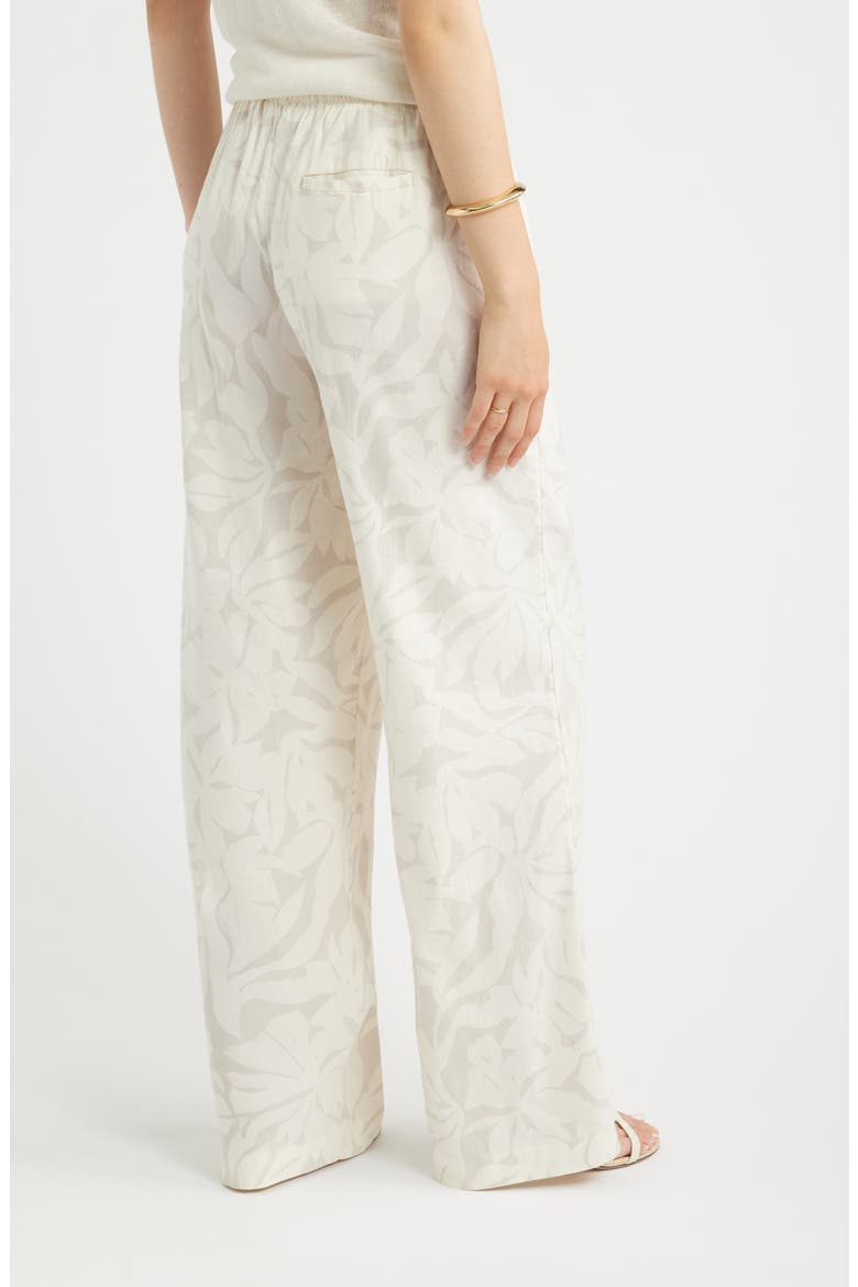 Linen Blend Drawstring Pants, Alternate, color, IVORY- BEIGE FIRA BLOOM
