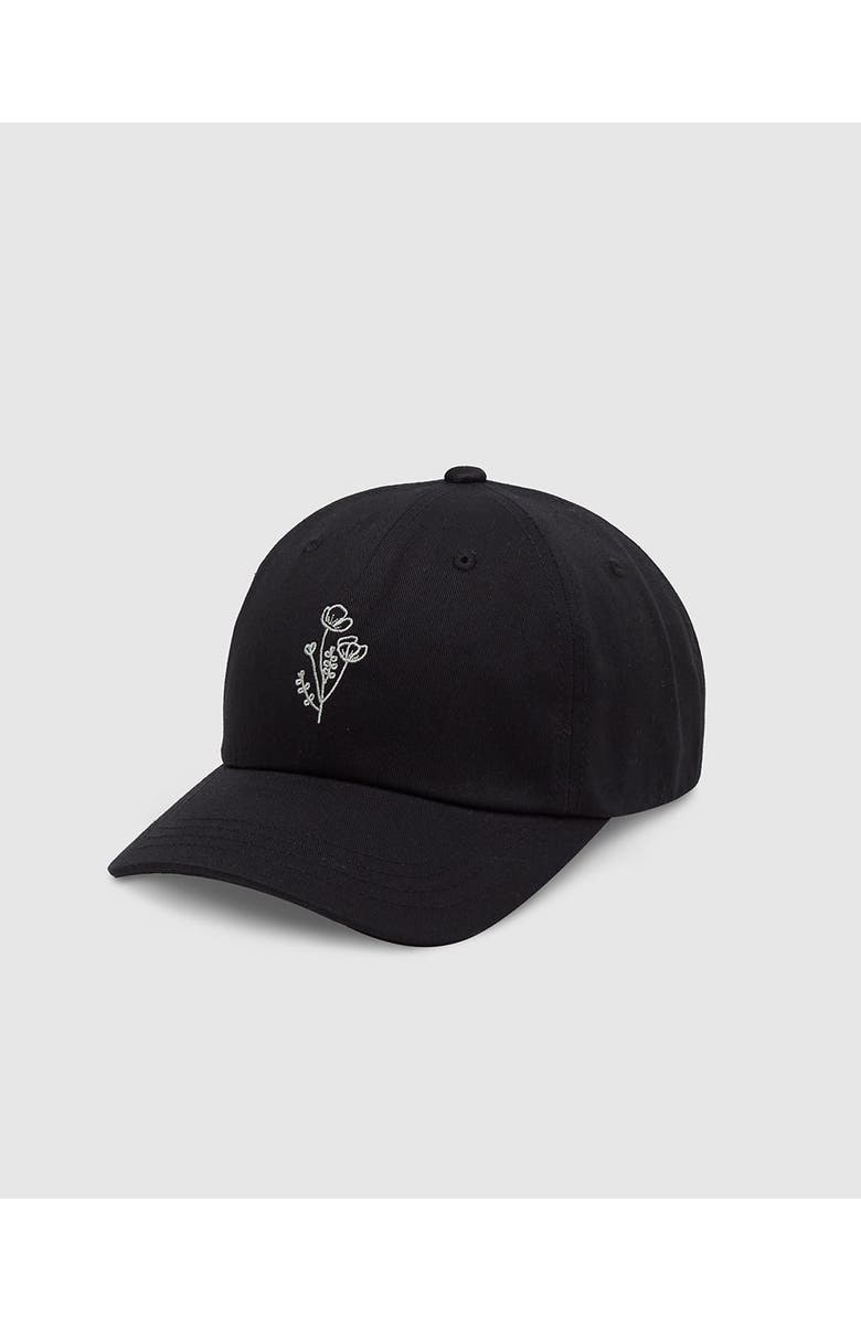 tentree Flower Embroidery Peak Hat, Main, color, Meteorite Black/Light Moss