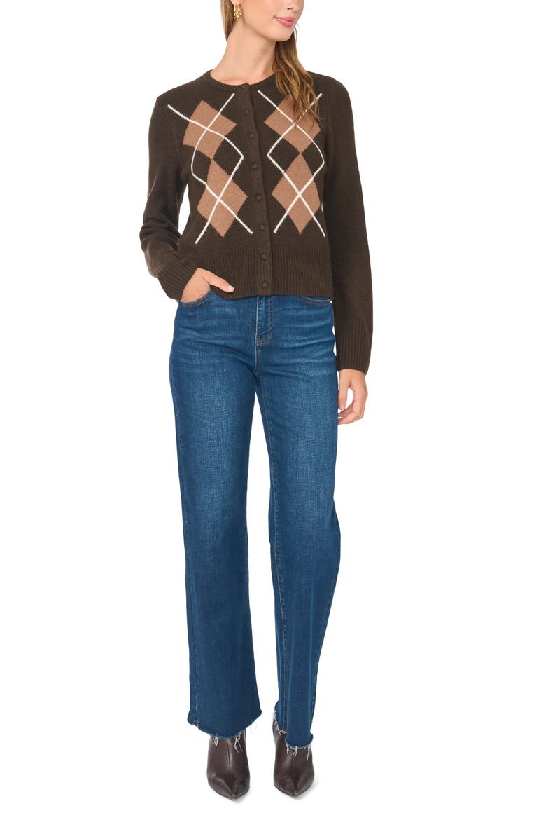 Argyle Cardigan, Alternate, color, CHOCOLATE