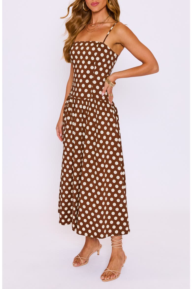 Pretty Woman Dropwaist Sleeveless Maxi Dress, Alternate, color, BROWN/ CREAM