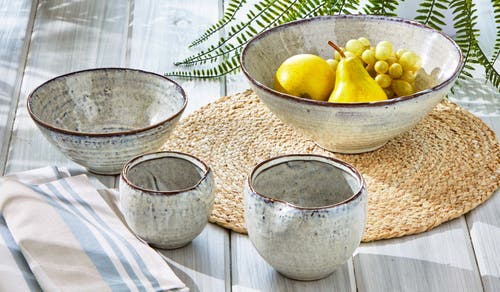 Tag Light Blue Reactive Glaze Small Pinch Bowl Stoneware Dishwasher Safe In Gray