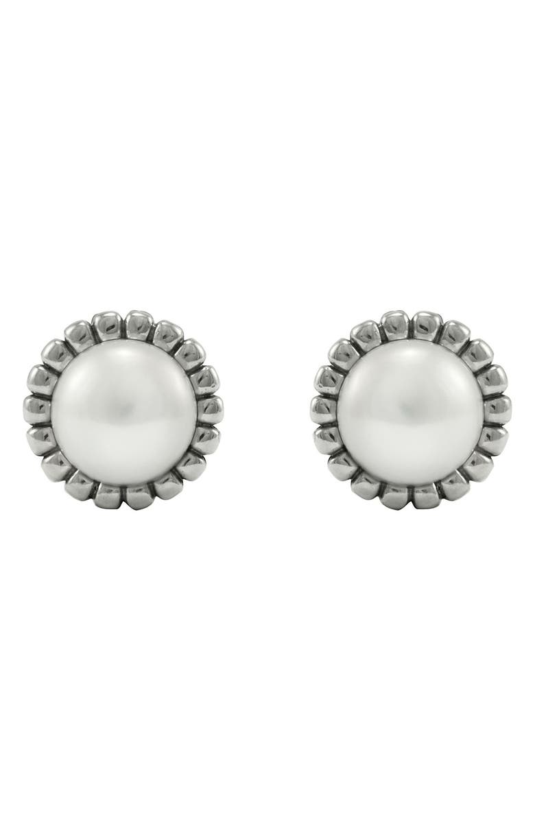 LAGOS Luna Freshwater Pearl Fluted Earrings, Alternate, color,