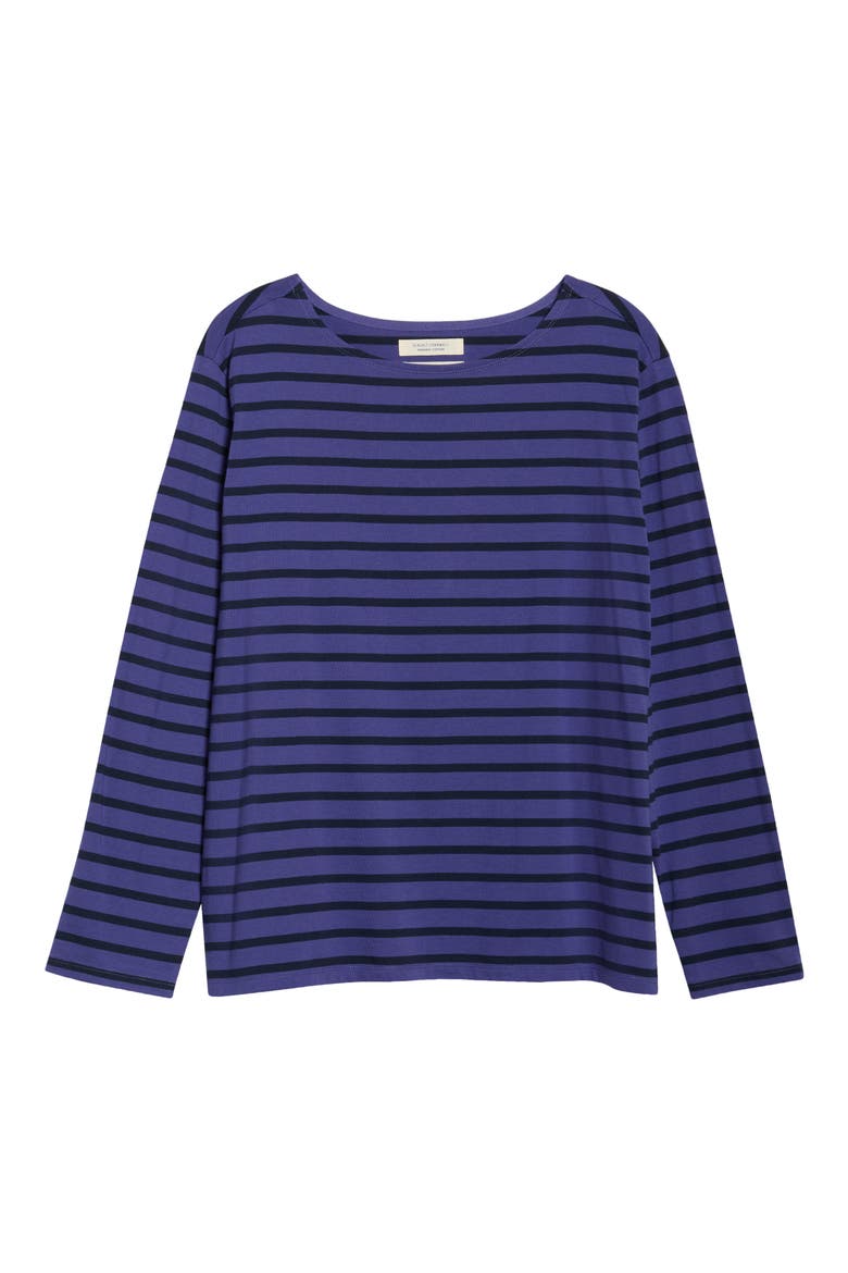 Sailor Stripe Long Sleeve Organic Cotton T-Shirt, Alternate, color, BRETON DARK BILBERRY MARITIME