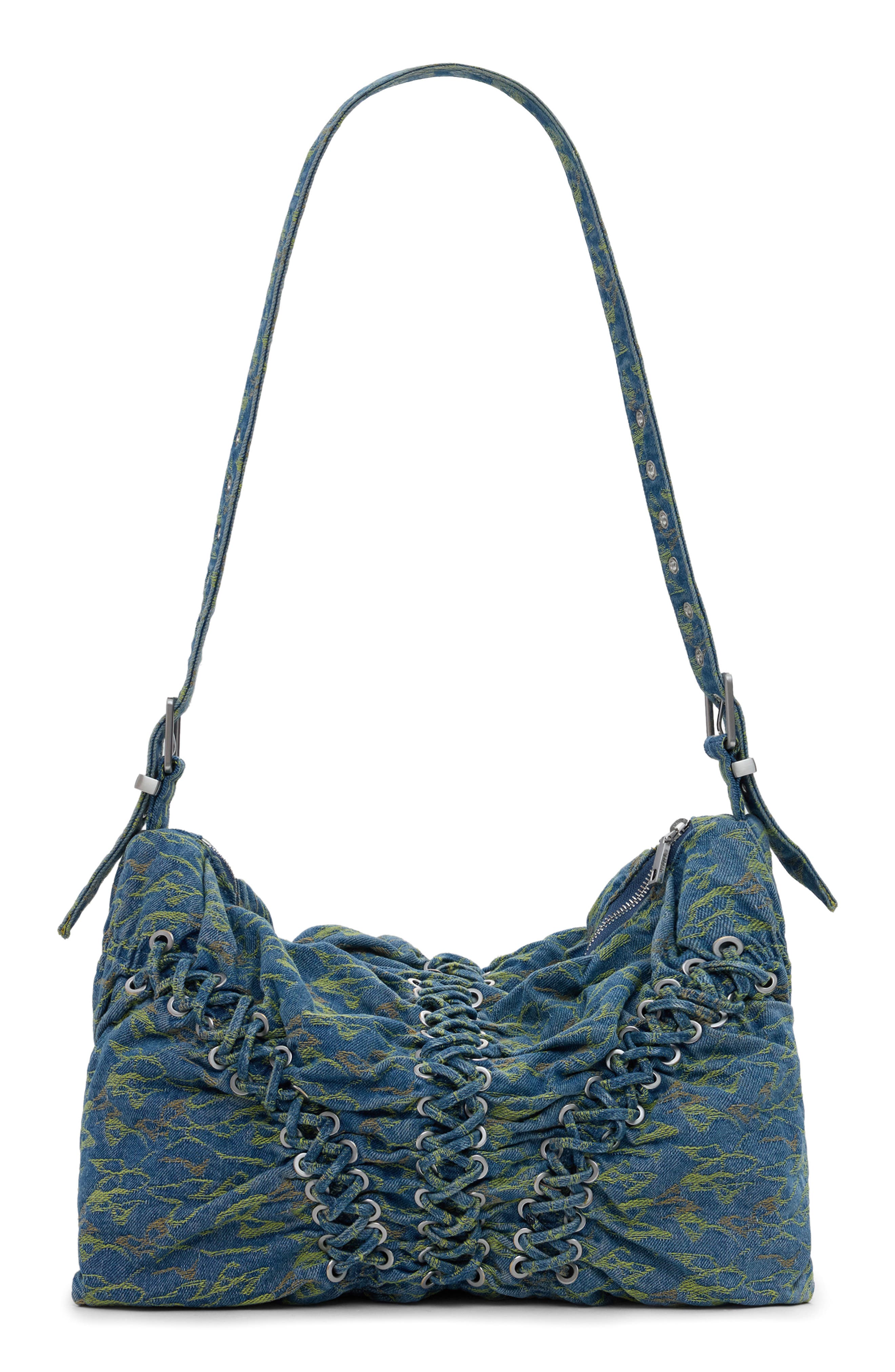 Desigual Lace-Up Denim Shoulder Bag, Alternate, color, Blue