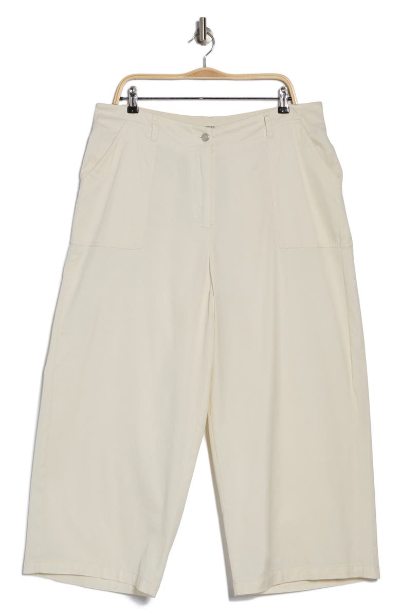 MAX STUDIO Cotton Piqué Crop Wide Leg Pants, Alternate, color, Ecru